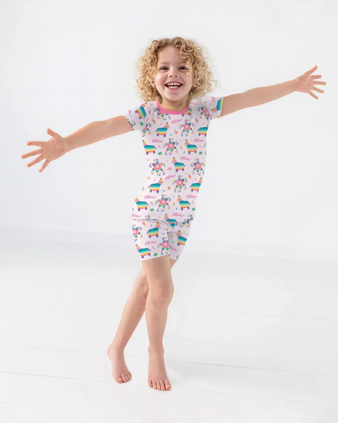 Zweiteiliges Pyjama-Set mit kurzen Ärmeln und Shorts im Sommer-Design