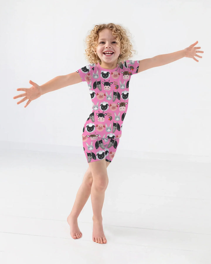 Farm Friends Family Matching Bamboo Two Piece Short Sleeve Shorts Pajama Set