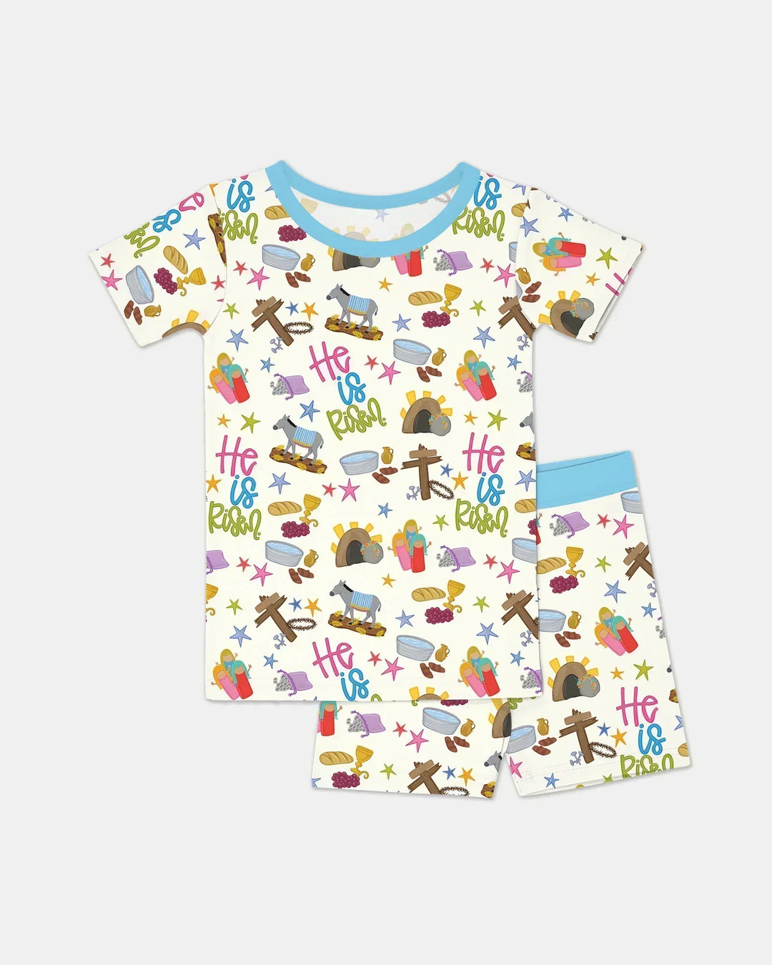 Template Zweiteiliges Pyjama-Set mit kurzen Ärmeln und Shorts