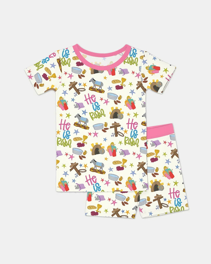 Template Zweiteiliges Pyjama-Set mit kurzen Ärmeln und Shorts