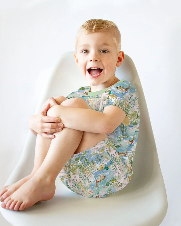 Watercolor Mallard Duck Bamboo Two Piece Short Sleeve Shorts Pajama Set
