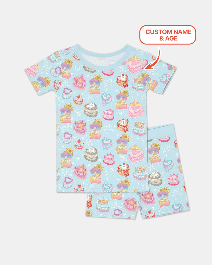 Custom Princess Baby Birthday Bamboo Two Piece Short Sleeve Shorts Pajama Set