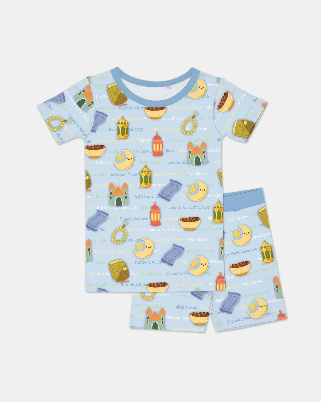 Template Zweiteiliges Pyjama-Set mit kurzen Ärmeln und Shorts