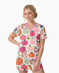 Pumpkin Patch Party Bamboo Women Short Sleeve Short Pajama Set