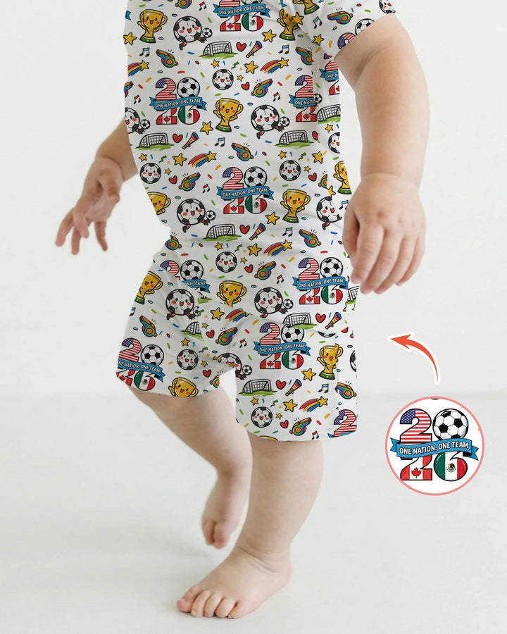 Soccer Fever 2026 Family Matching Bamboo Two Piece Short Sleeve Shorts Pajama Set