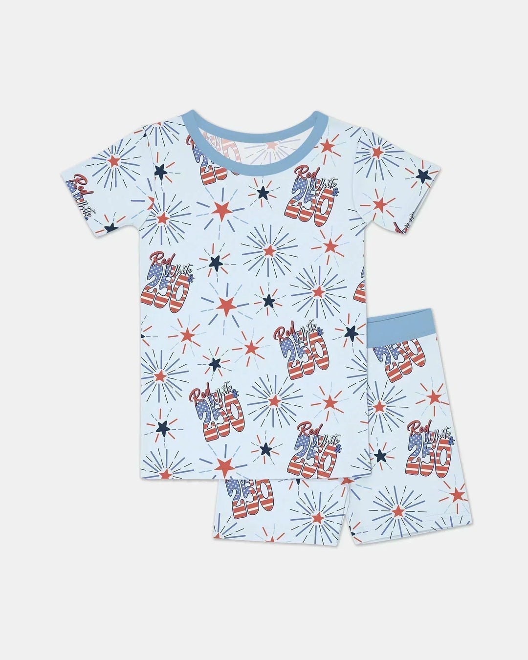 Red White and 250th Anniversary Bamboo Two Piece Short Sleeve Shorts Pajama Set