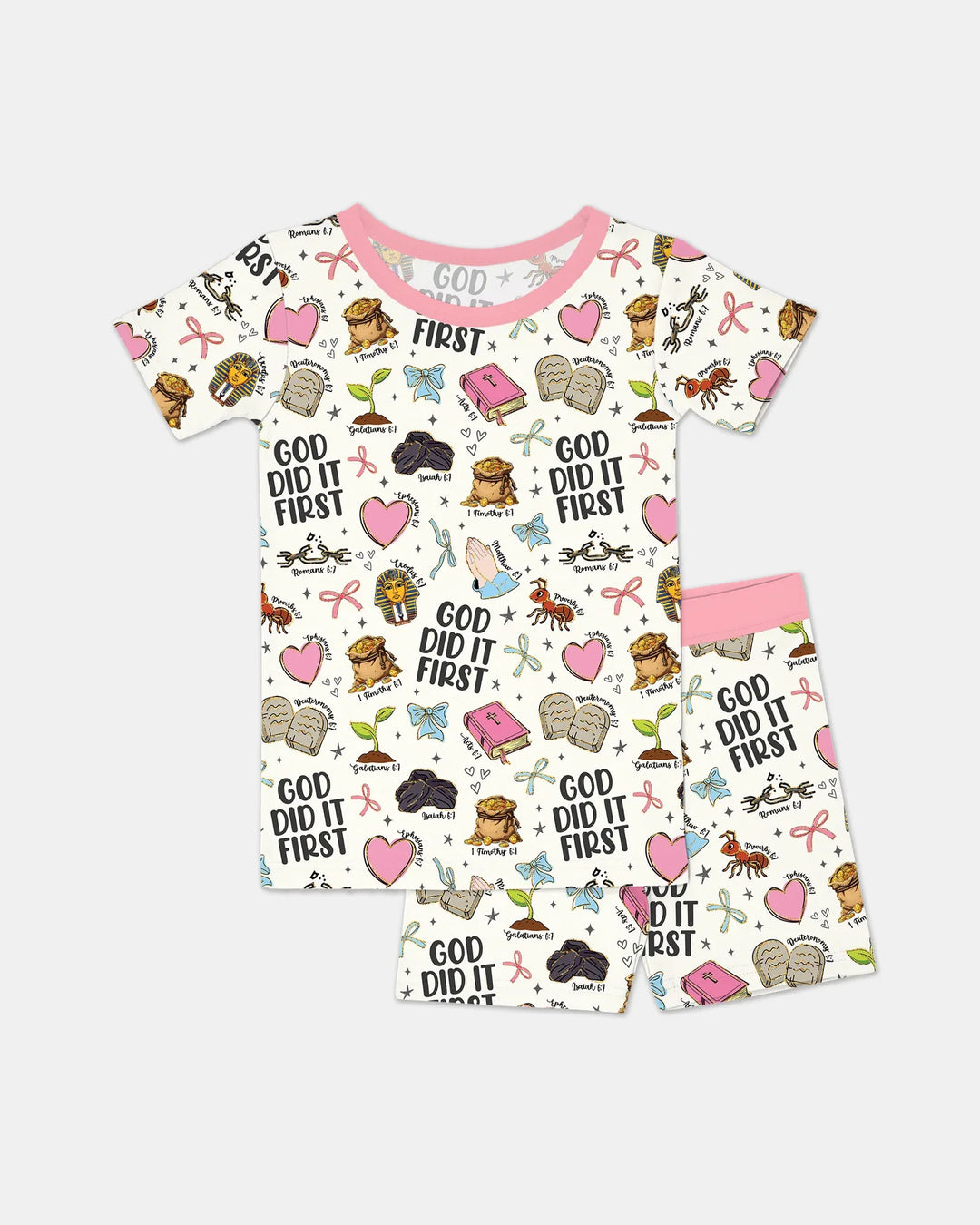 God Did It First Two Piece Short Sleeve Shorts Pajama Set