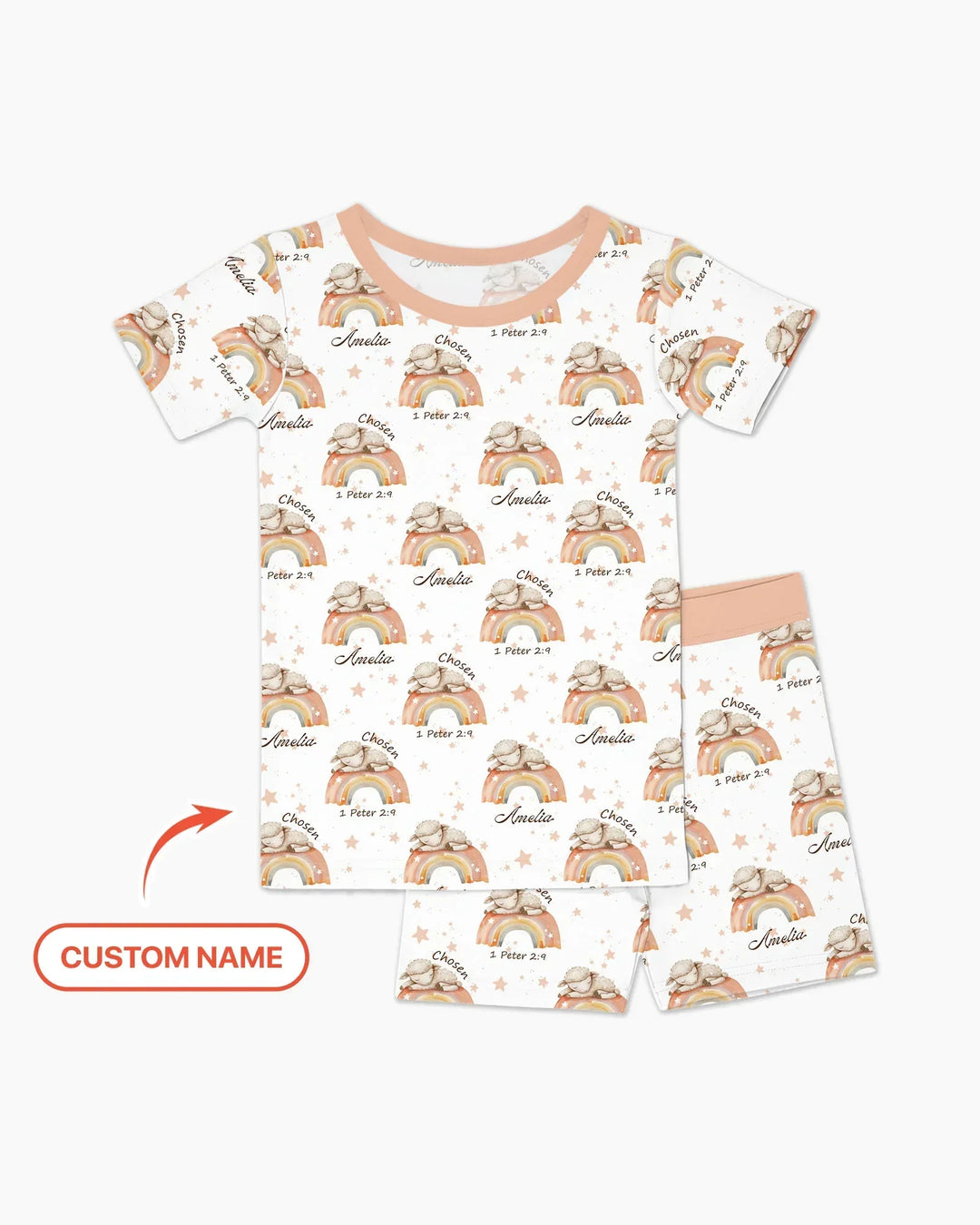 Chosen As His Own Custom Name Bamboo Two Piece Short Sleeve Shorts Pajama Set