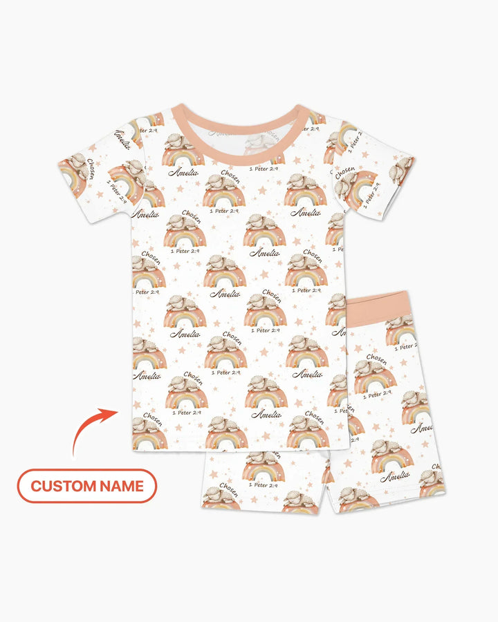 Chosen As His Own Custom Name Bamboo Two Piece Short Sleeve Shorts Pajama Set