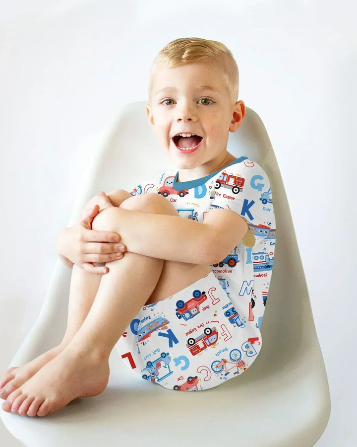 Patriotic Construction Bamboo Two Piece Short Sleeve Shorts Pajama Set
