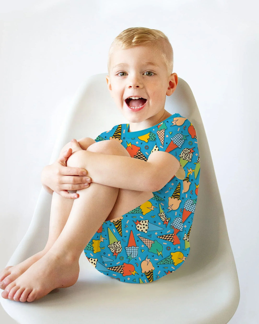 Summer Retro Ice Creams Family Matching Bamboo Two Piece Short Sleeve Shorts Pajama Set