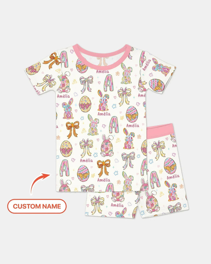 Zweiteiliges Pyjama-Set mit kurzen Ärmeln und Shorts im Sommer-Design