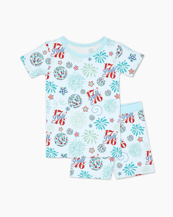 Land Of Free Family Matching Bamboo Two Piece Short Sleeve Shorts Pajama Set