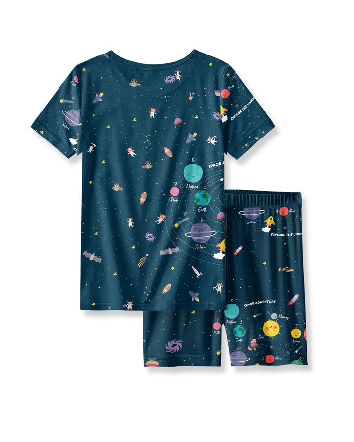 Solar System Explorers Bamboo Two Piece Short Sleeve Shorts Pajama Set