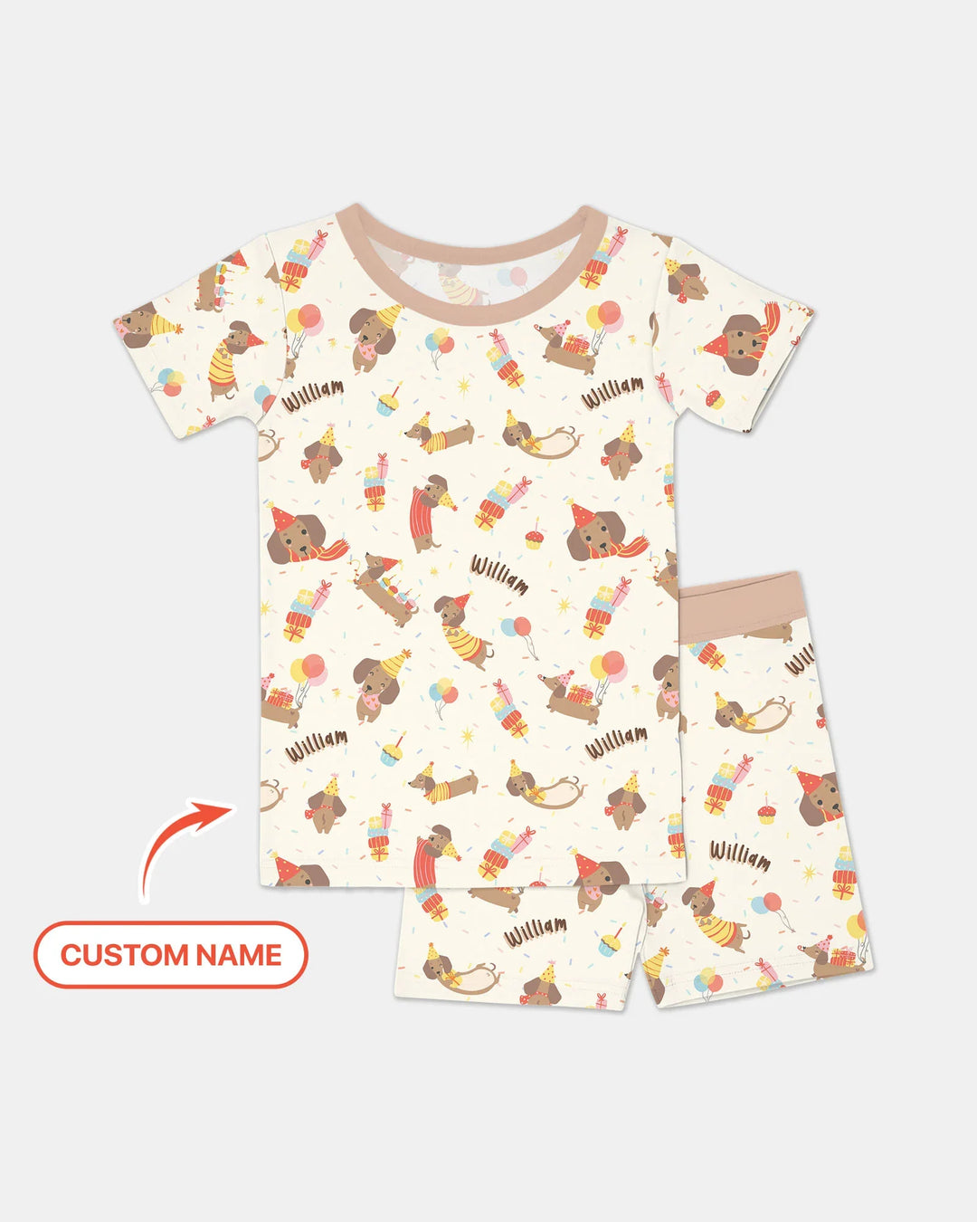 Dachshund Birthday Bamboo Two Piece Short Sleeve Shorts Pajama Set