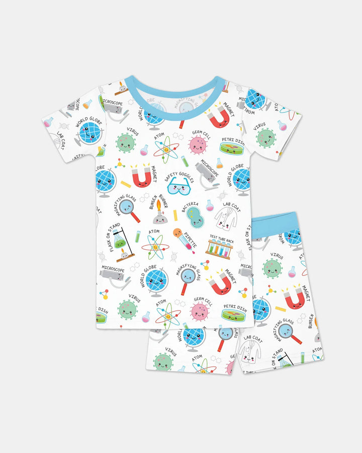 Science Fun Family Matching Bamboo Two Piece Short Sleeve Shorts Pajama Set