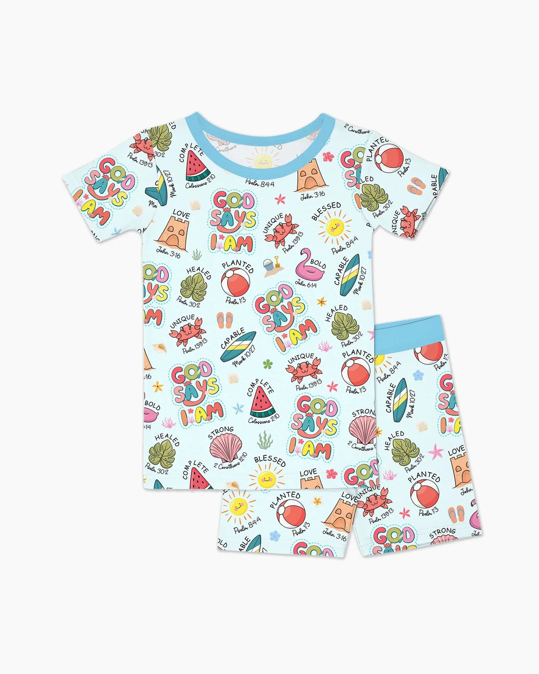 Template Zweiteiliges Pyjama-Set mit kurzen Ärmeln und Shorts