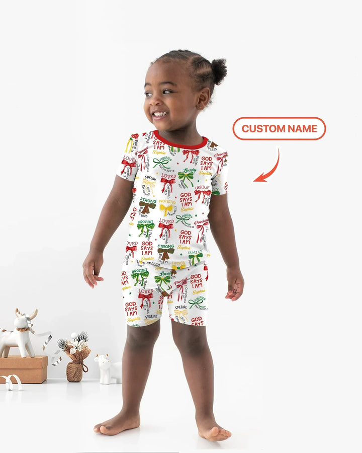 Juneteenth God Says I AM Bamboo Two Piece Short Sleeve Shorts Pajama Set