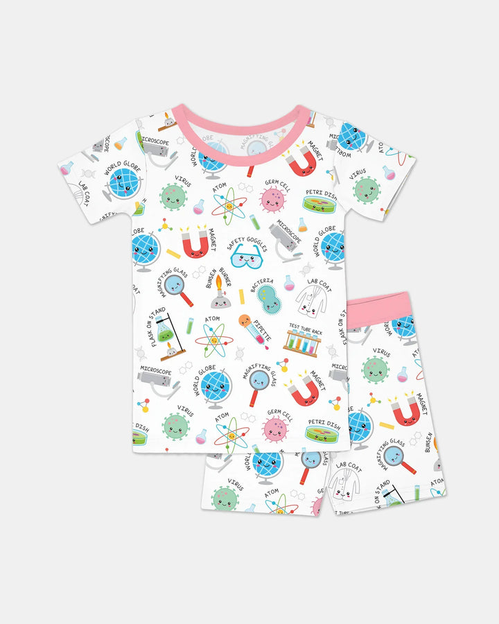 Science Fun Family Matching Bamboo Two Piece Short Sleeve Shorts Pajama Set
