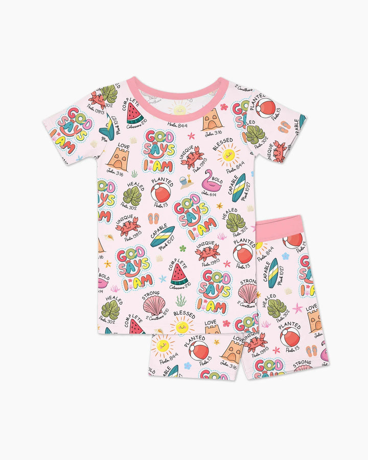 Template Zweiteiliges Pyjama-Set mit kurzen Ärmeln und Shorts