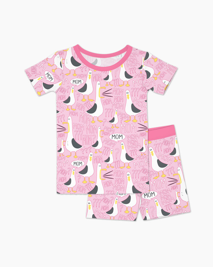 Funny Seagull MOM Two Piece Short Sleeve Shorts Pajama Set