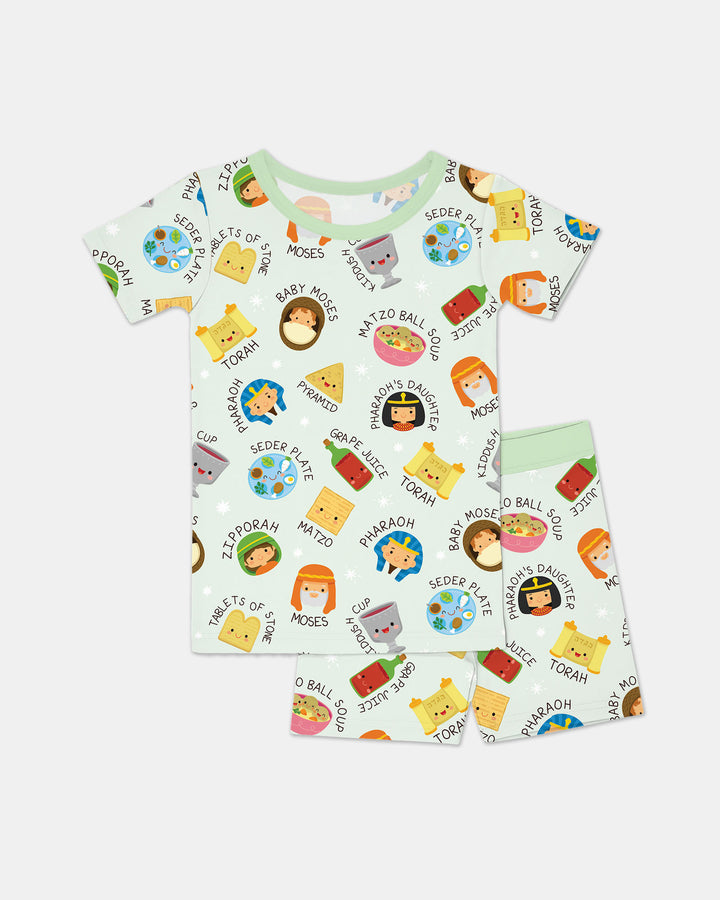 Template Zweiteiliges Pyjama-Set mit kurzen Ärmeln und Shorts