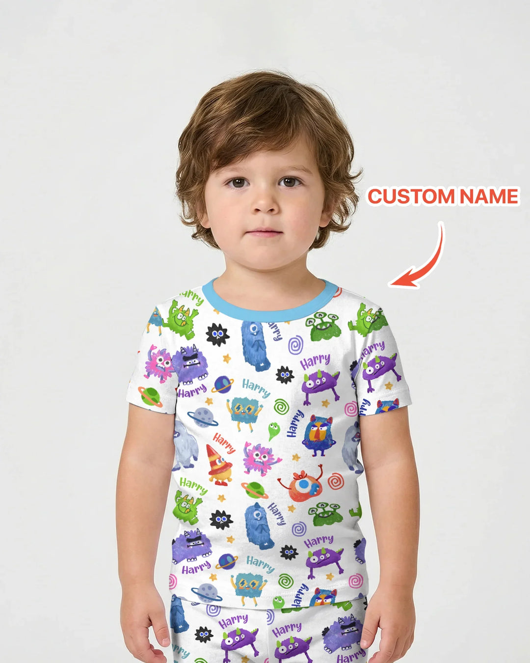 Monster Mash Crew Custom Name Bamboo Two Piece Short Sleeve Shorts Pajama Set