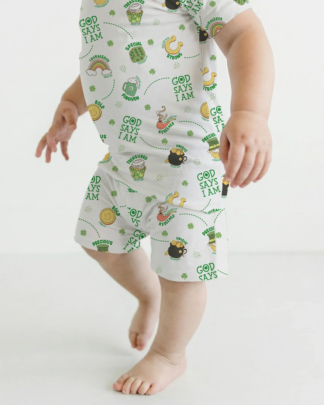 St Patrick's Day God Says I Am Two Piece Short Sleeve Shorts Pajama Set