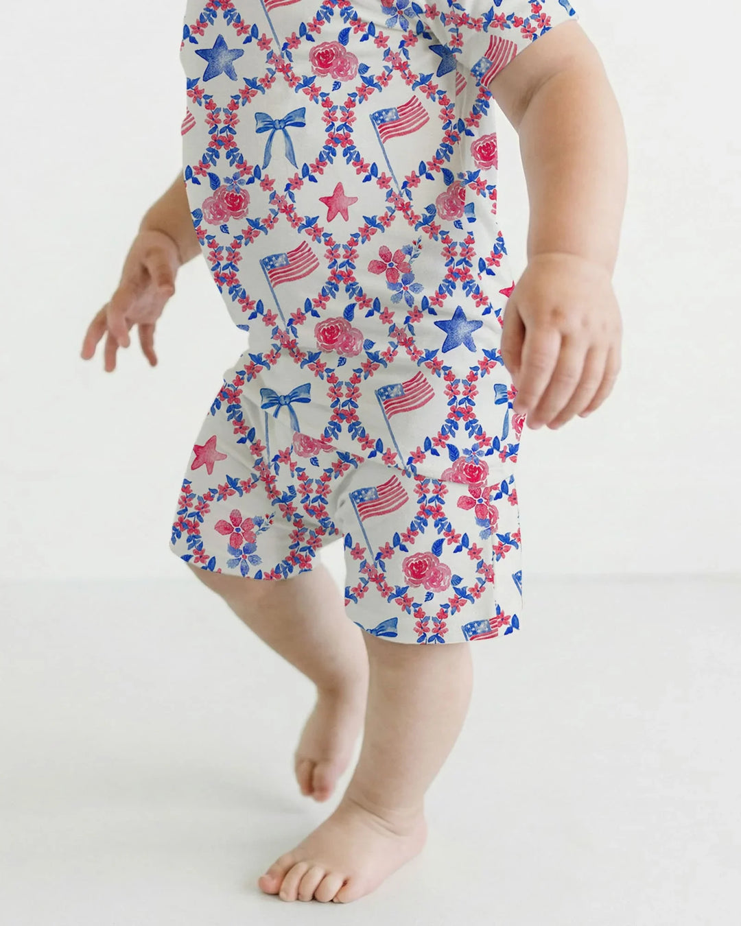 Americana Bloom Two Piece Short Sleeve Shorts Pajama Set