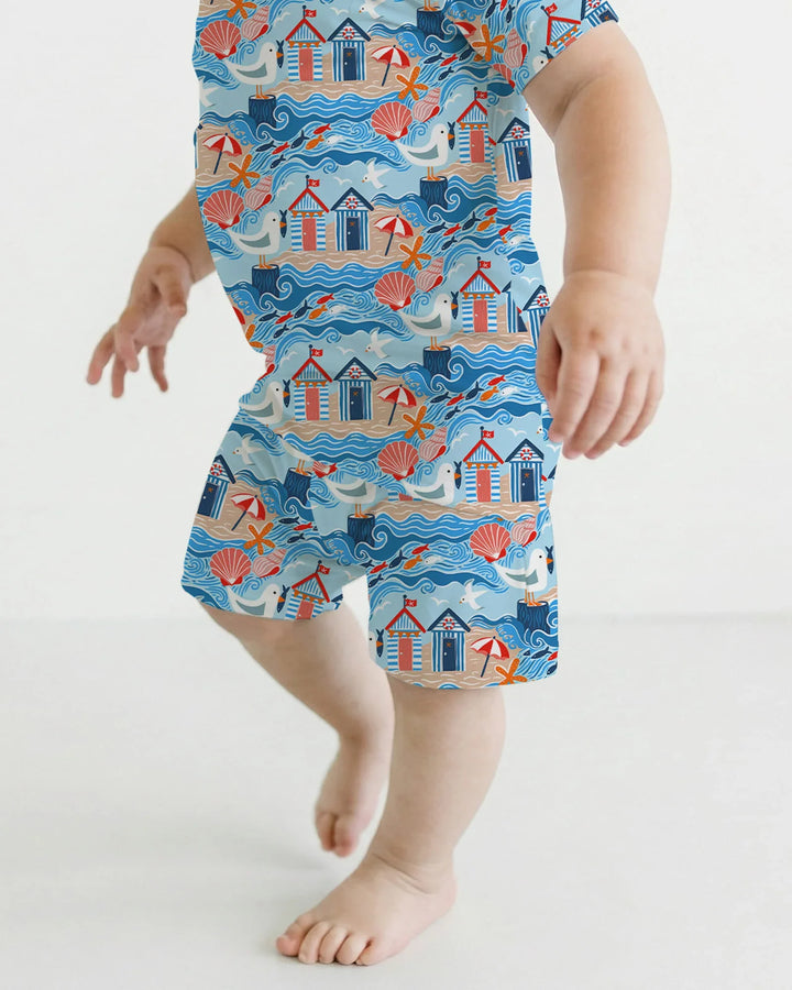 Little Beach Day Bamboo Two Piece Short Sleeve Shorts Pajama Set