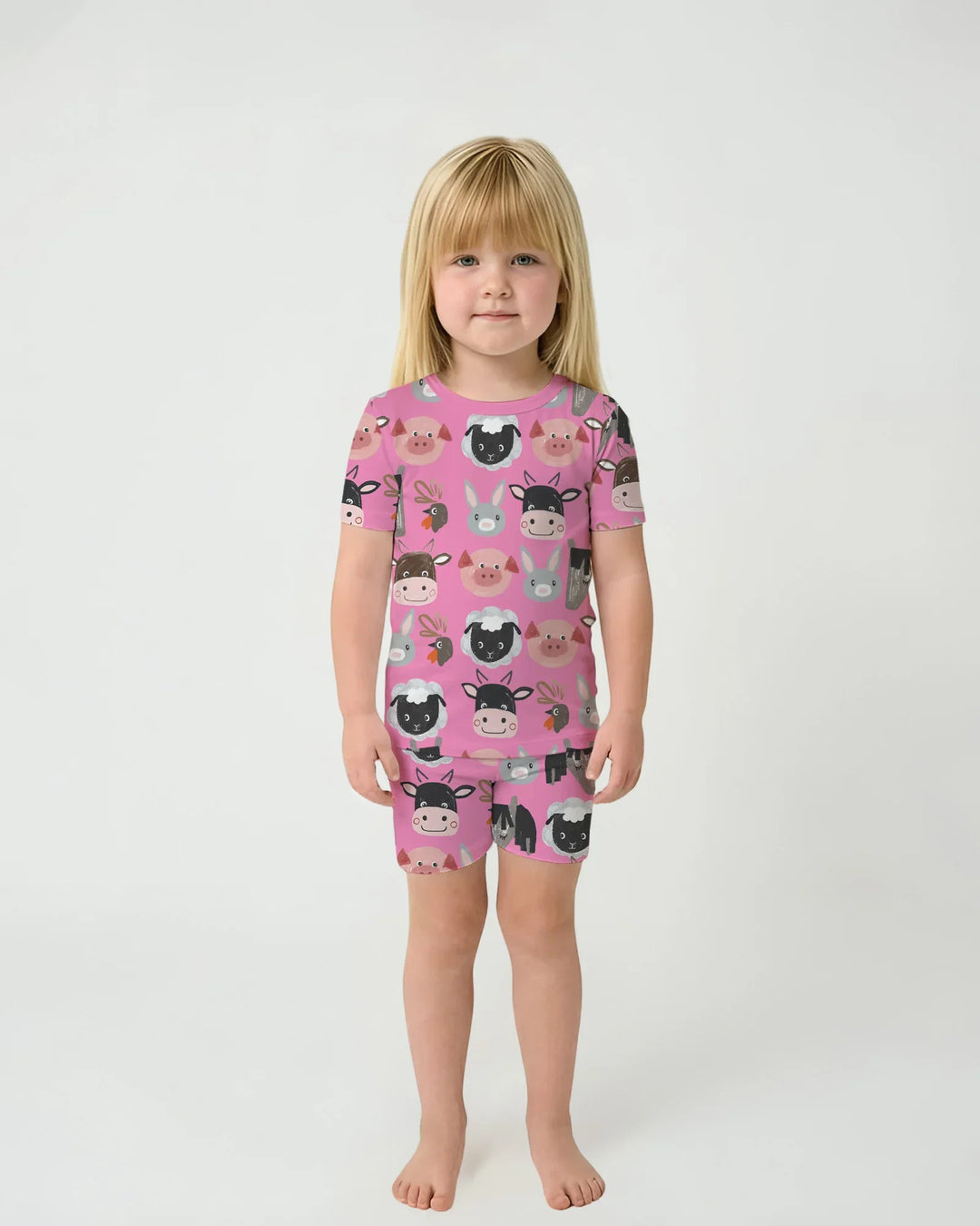 Farm Friends Family Matching Bamboo Two Piece Short Sleeve Shorts Pajama Set