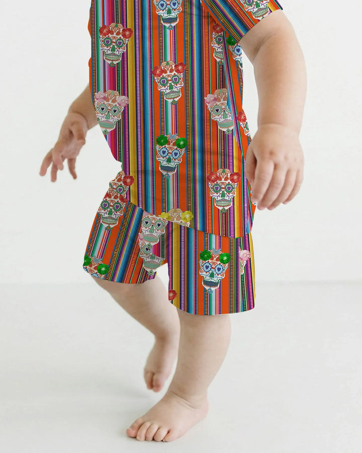 Conjunto de pijama de dos piezas con brillo Cinco de Mayo, shorts y manga corta