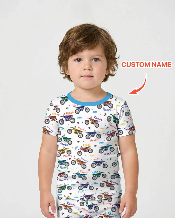Zweiteiliges Pyjama-Set mit kurzen Ärmeln und Shorts im Sommer-Design