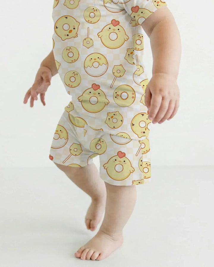 Easter Donuts Two Piece Short Sleeve Shorts Pajama Set