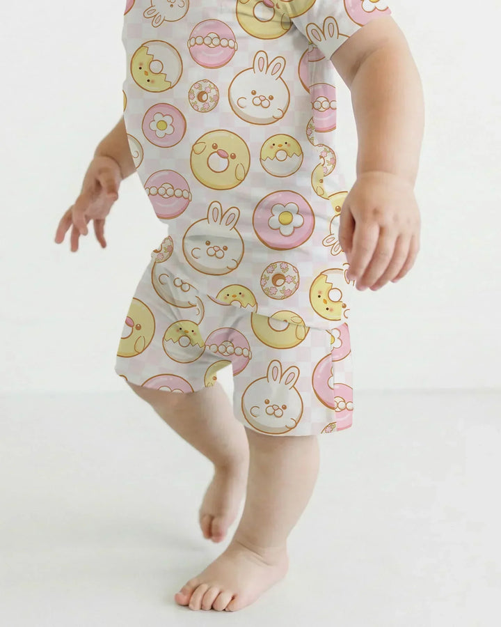 Easter Donuts Two Piece Short Sleeve Shorts Pajama Set