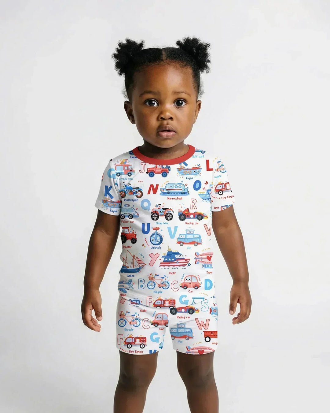 Patriotic Construction Bamboo Two Piece Short Sleeve Shorts Pajama Set