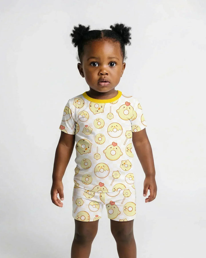 Easter Donuts Two Piece Short Sleeve Shorts Pajama Set