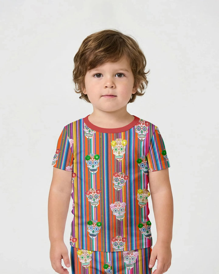 Conjunto de pijama de dos piezas con brillo Cinco de Mayo, shorts y manga corta