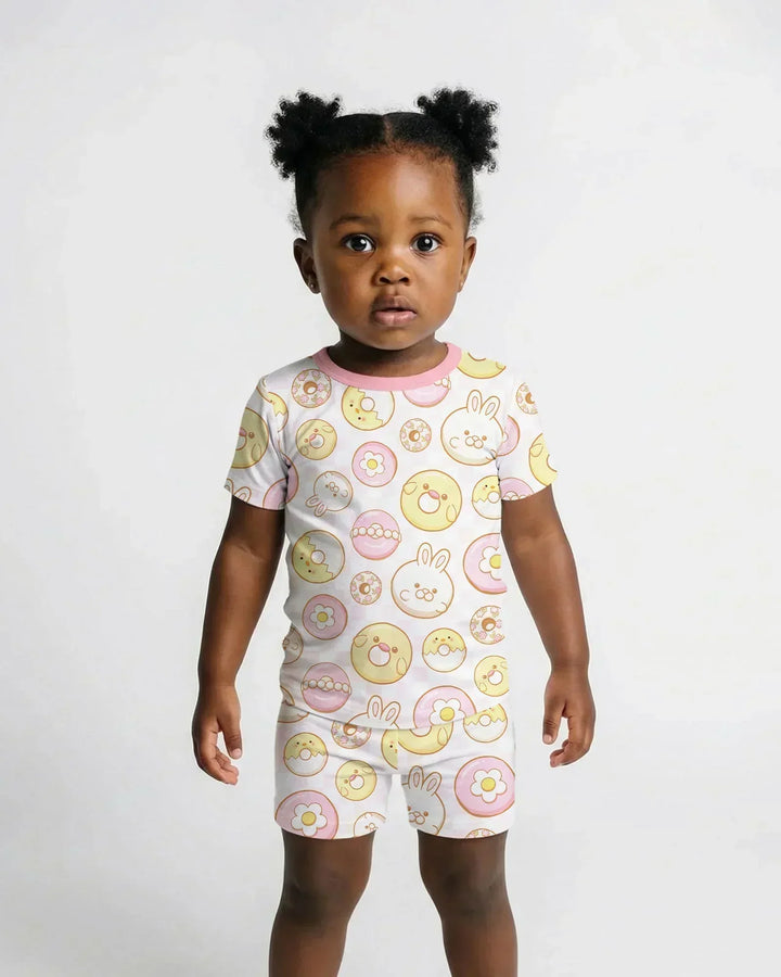 Easter Donuts Two Piece Short Sleeve Shorts Pajama Set
