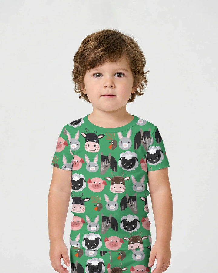 Farm Friends Family Matching Bamboo Two Piece Short Sleeve Shorts Pajama Set