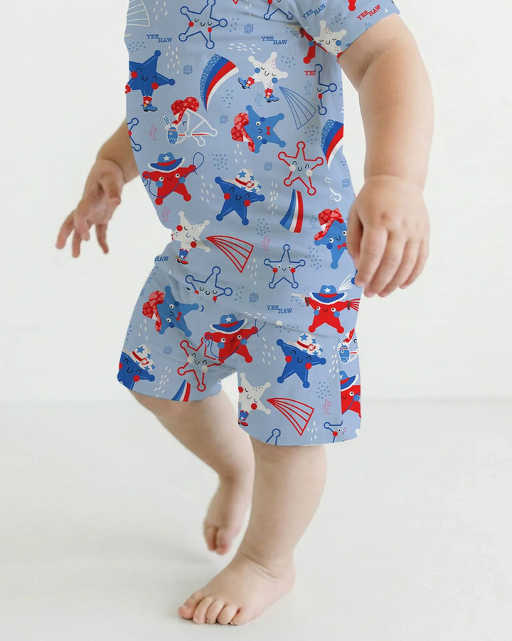 Pijama de dos piezas de manga corta y pantalones cortos de bambú America Star Howdy