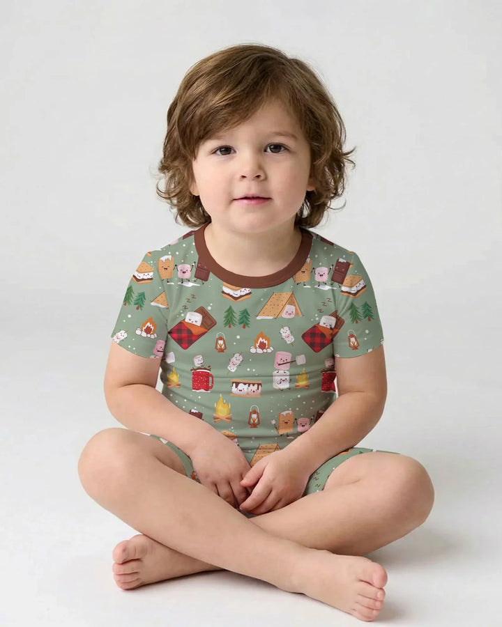 Campfire Bamboo Two Piece Short Sleeve Shorts Pajama Set