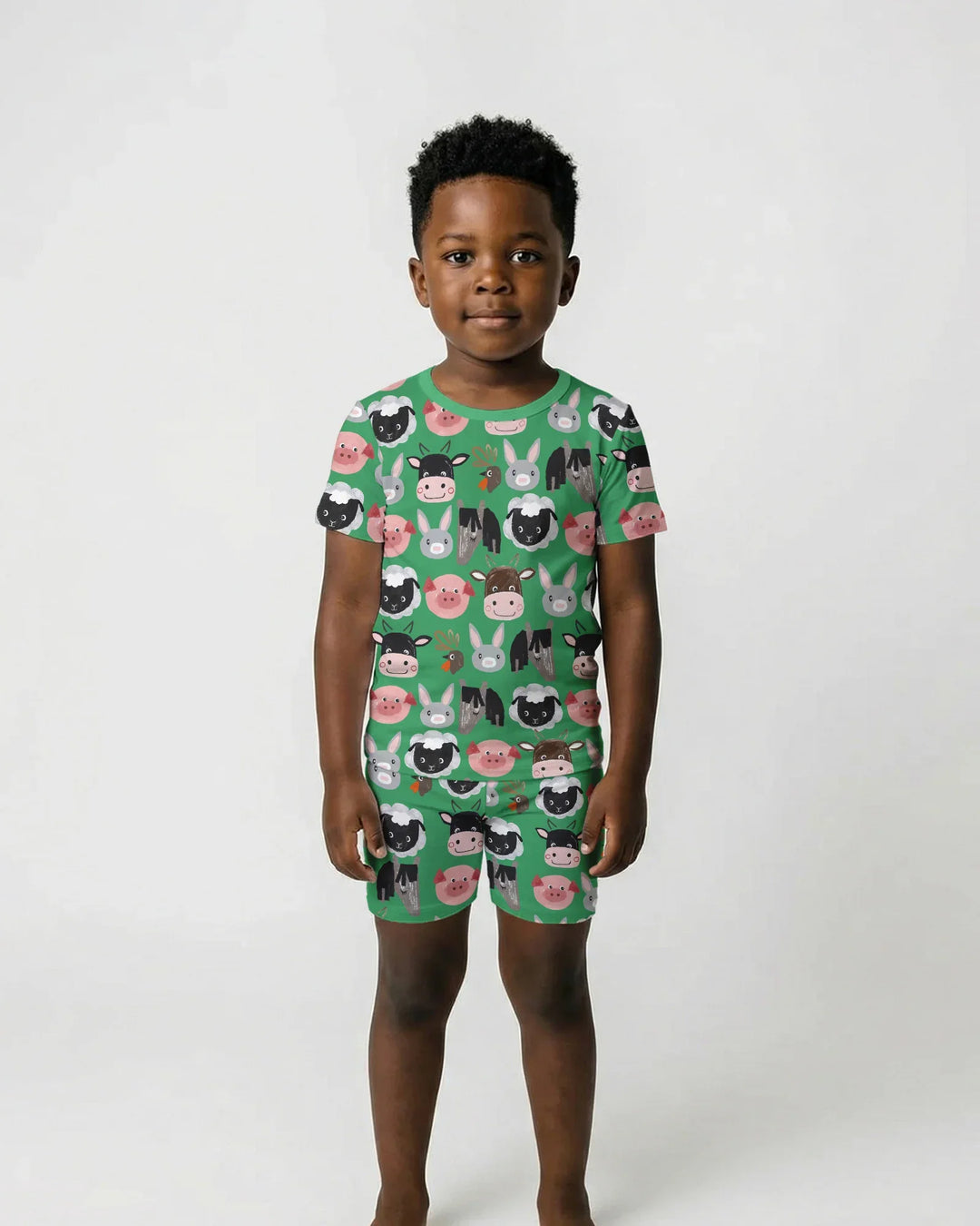 Farm Friends Family Matching Bamboo Two Piece Short Sleeve Shorts Pajama Set