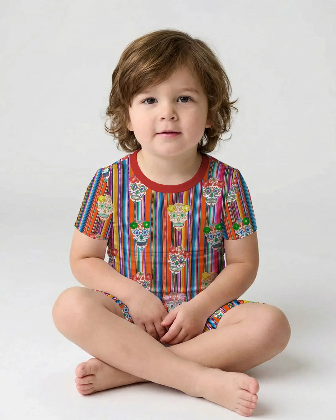 Conjunto de pijama de dos piezas con brillo Cinco de Mayo, shorts y manga corta