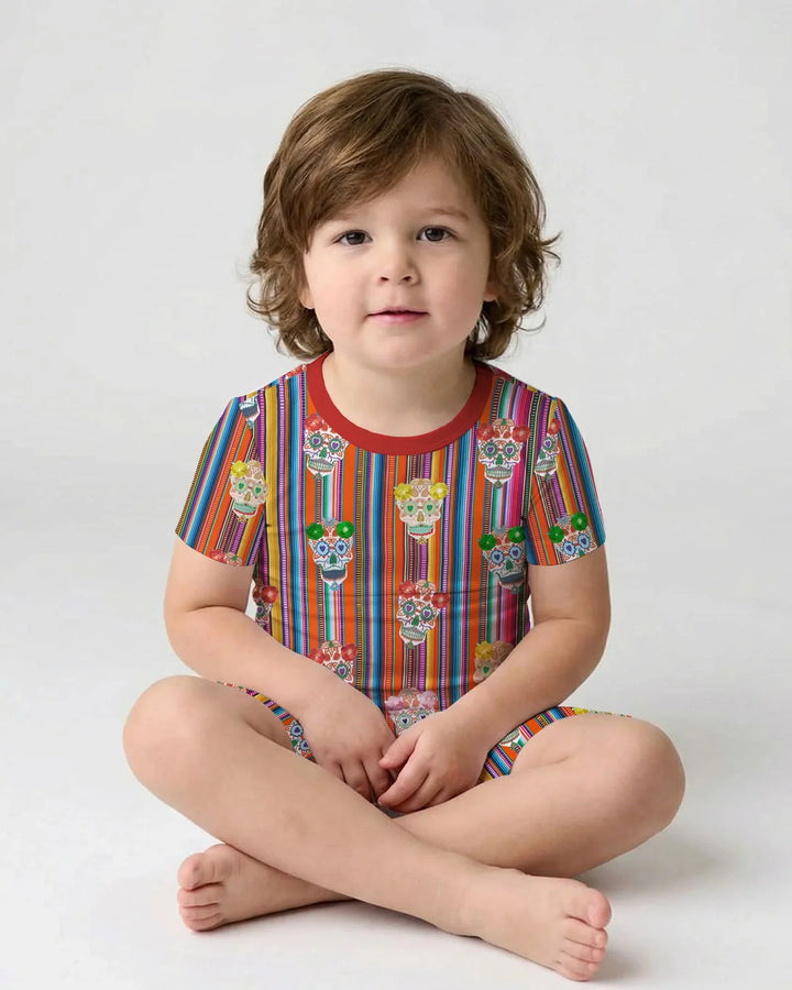 Conjunto de pijama de dos piezas con brillo Cinco de Mayo, shorts y manga corta