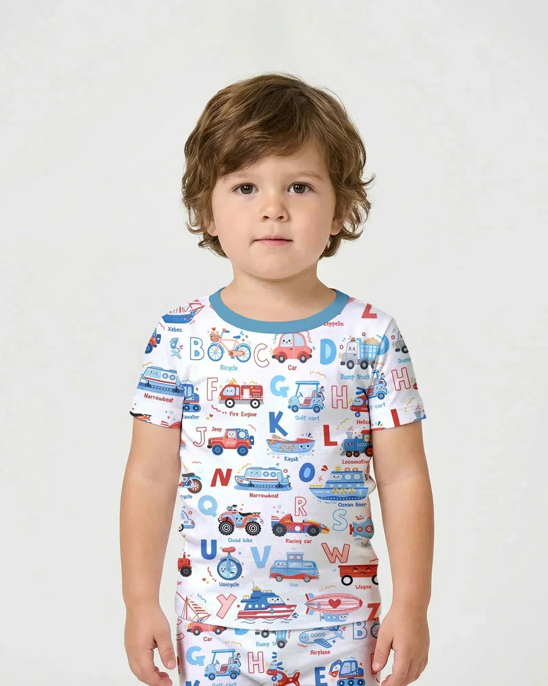 Patriotic Construction Bamboo Two Piece Short Sleeve Shorts Pajama Set