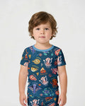 Deep Blue Wonders Bamboo Two Piece Short Sleeve Shorts Pajama Set