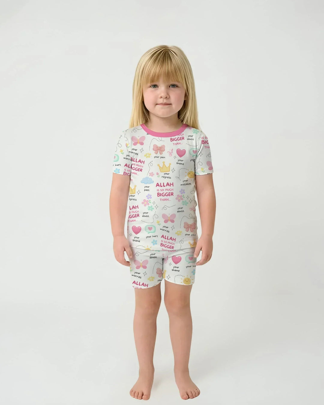 Template Zweiteiliges Pyjama-Set mit kurzen Ärmeln und Shorts