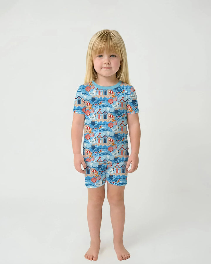 Little Beach Day Bamboo Two Piece Short Sleeve Shorts Pajama Set
