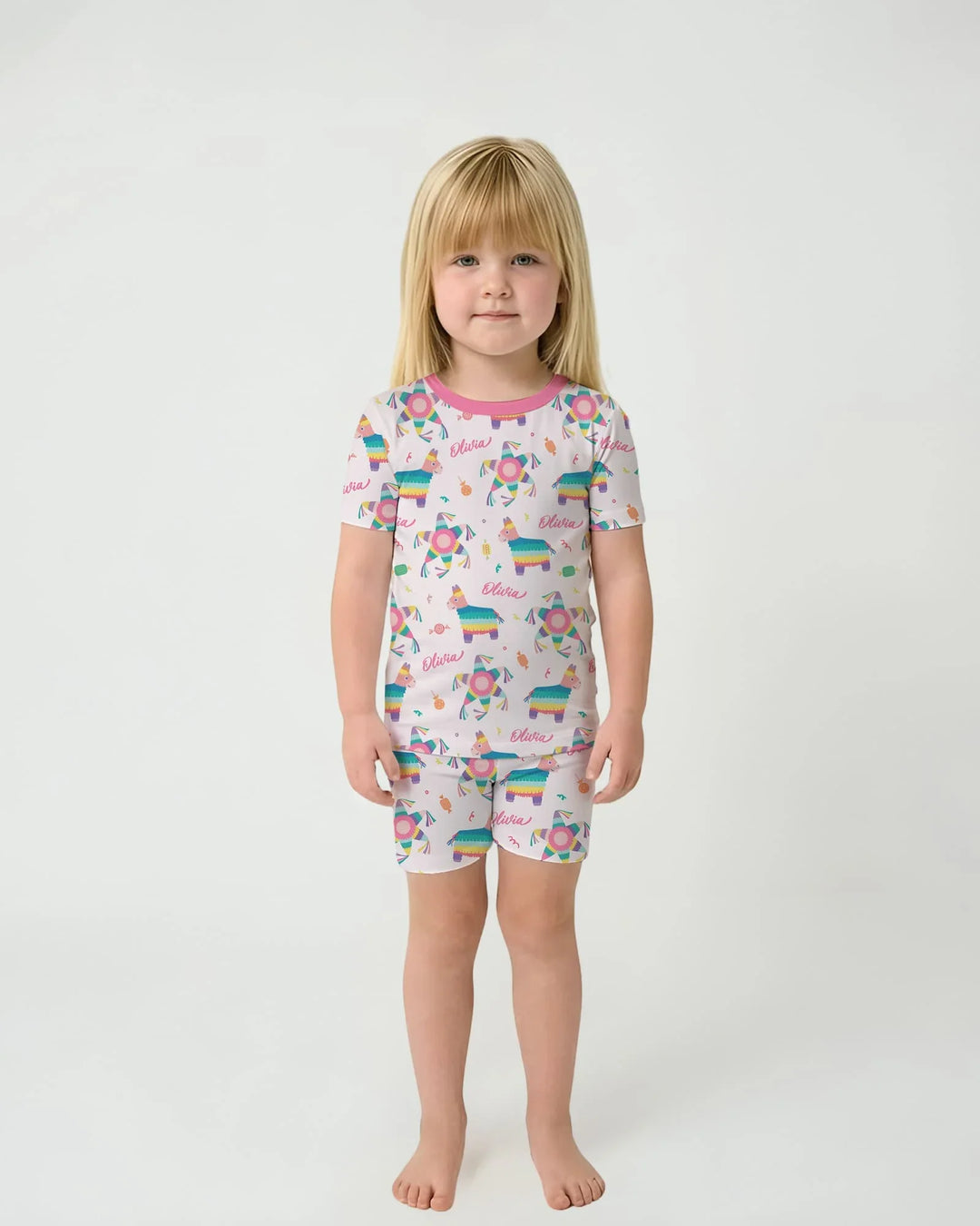 Zweiteiliges Pyjama-Set mit kurzen Ärmeln und Shorts im Sommer-Design